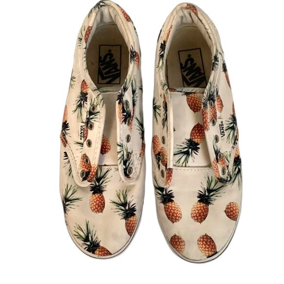 Vans Atwood Low Ivory Brown Pineapple Print Canvas Skateboarding Sneakers Size 8 - Picture 4 of 13